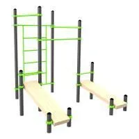 W321 Воркаут (3 турника, шведская стенка, 2 наклонные скамьи) ZAVODSPORTA