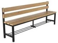 Скамейка для раздевалки со спинкой разборная с полкой для обуви