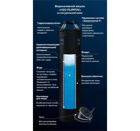 Водоналивной боксерский мешок H2O FILIPPOV кожа