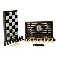 Нарды + шахматы + шашки малые венге РФН рисунок серебро "Объедовские"