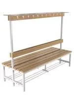 Скамейка для раздевалки с вешалкой, двухсторонняя разборная с полкой для обуви и головных уборов