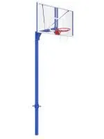 Баскетбольная стойка разборная одноопорная с проф. щитом 1800х1050 мм из оргстекла 15 мм и массовым кольцом
