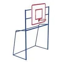 Ворота мини-футбольные детские с баскетбольным щитом из фанеры и кольцом