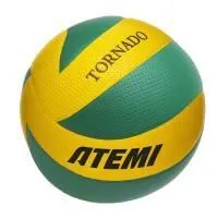 Мяч волейбольный Atemi TORNADO (N), синтетическая кожа PVC, желт-зел, 8 п, клееный, окруж 65-67