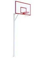 Баскетбольная стойка стационарная с игровым щитом 1800х1050 мм и массовым кольцом