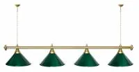 Лампа "STARTBILLIARDS" 4 пл.(плафоны зеленый, штанга золото)