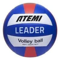 Мяч волейбольный Atemi LEADER (N), PVC ламинированный, сине/бел/крас,18 п., клееный, окруж 65-67