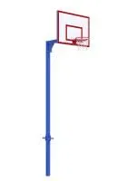Баскетбольная стойка разборная одноопорная (со съёмной закладной) с трен. щитом 1200х900 мм из метал.листа и усиленным кольцом