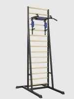 Шведская стенка разборная напольная (тип 3) с брусьями 3 в 1 металл-береза