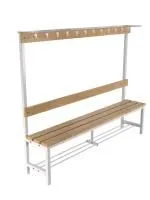 Скамейка для раздевалки c вешалкой односторонняя разборная с полкой для обуви и головных уборов