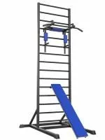 Шведская стенка цельносварная напольная с брусьями 3 в 1 и доской (тип 1)