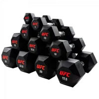 Комплект обрезиненных октагональных гантелей 5 пар от 10 до 20кг UFC Octagon Dumbbell