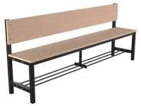 Скамейка для раздевалки со спинкой односторонняя (ЛДСП) с полкой для обуви