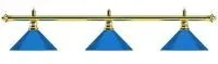 Лампа на три плафона "Blue Light" (золотистая штанга, синий плафон D35см)