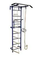 Спортивный комплекс Крепыш Г-образный Пристенный-1 (Синий/Металл/Хром)