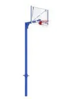 Баскетбольная стойка одноопорная разборная (со съёмной закладной) с трен. щитом 1200х900 мм из оргстекла 10 мм и усиленным кольцом 