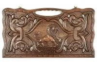 Нарды резные "Лев" с ручкой 50, Haleyan