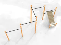 Каскад турников со скамьей для пресса Воркаут