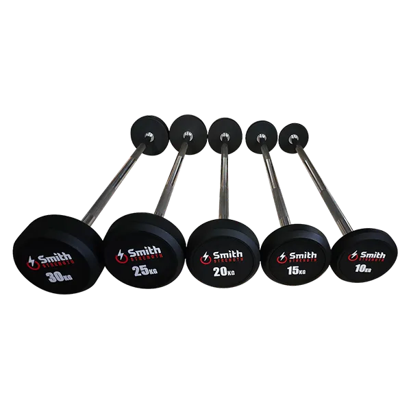 Набор обрезиненных фиксированных штанг Smith DB145-BS 10-30кг с прямой ручкой, шаг 5кг