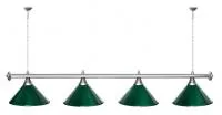 Лампа "STARTBILLIARDS" 4 пл.(плафоны зеленые, штанга хром)