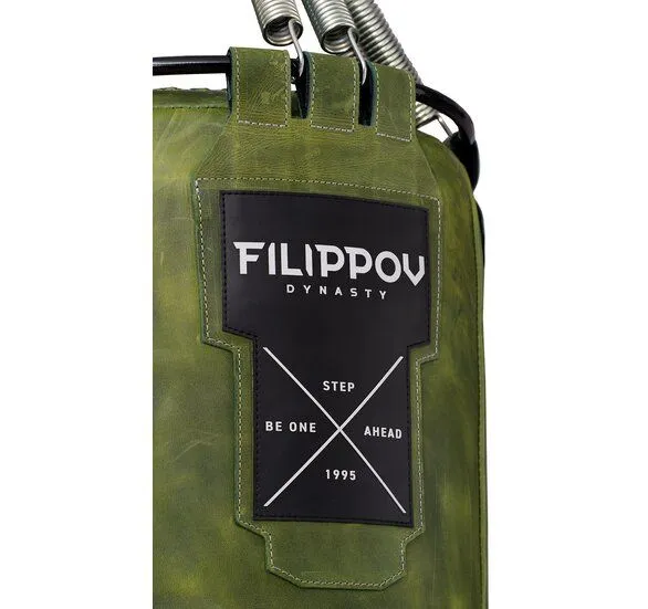 Боксёрский мешок FILIPPOV Ø40 кожа (Зеленый) - 110см/40см/43-45кг