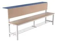 Скамейка для раздевалки со спинкой односторонняя (настил ЛДСП) с полкой для обуви и для головных уборов