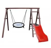 Спортивно-игровой комплекс Kampfer Lucky (Гнездо большое синее и красная горка)
