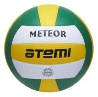 Мяч волейбольный Atemi METEOR, синтетическая кожа PVC, зел.-жёлт.-бел., 18 п, клееный, окруж 65-67