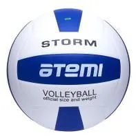 Мяч волейбольный Atemi STORM, синтетическая кожа PU, 18 п, син.-бел., клееный, окруж 65-67