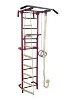 Спортивный комплекс Крепыш Г-образный Пристенный-1 (Бордовый/Металл/Хром)