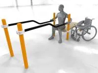 Брусья параворкаут изогнутые в подъем со скамьей WRK-D13