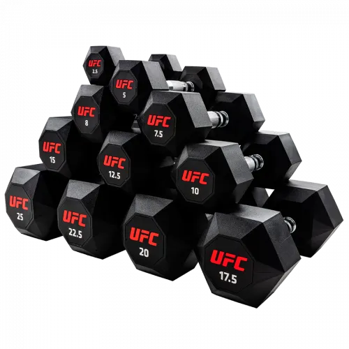 Комплект обрезиненных октагональных гантелей 5 пар от 10 до 20кг UFC Octagon Dumbbell