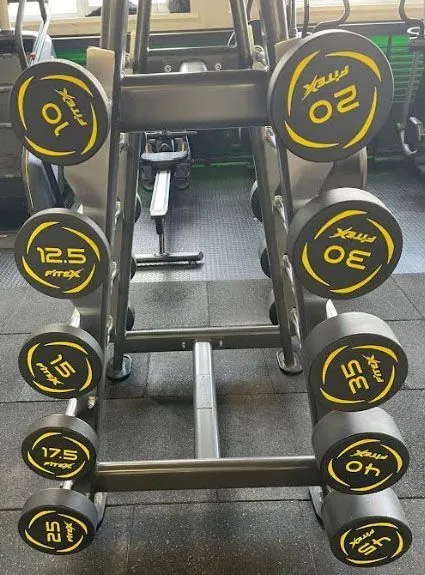 Комплект полиуретановых фиксированных W-образных штанг 10-45 кг. в комплекте со стойкой