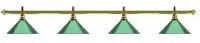 Лампа на четыре плафона «Evergreen» (золотистая штанга, зеленый плафон D35см)