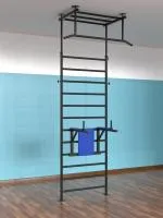 Шведская стенка с регулировкой высоты враспор с брусьями-пресс (тип 3)