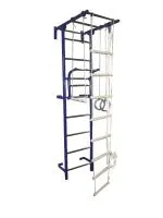 Спортивный комплекс Крепыш Г-образный Пристенный (Синий/Металл/Хром)