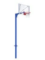Баскетбольная стойка разборная одноопорная (со съёмной закладной) с трен. щитом 1200х900 мм из оргстекла 10 мм и масс. кольцом
