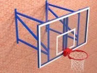 Ферма баскетбольная с щитом профессиональным 1800х1050 мм из оргстекла 10 мм и массовым кольцом (вынос 1,2 м) и массовым кольцом