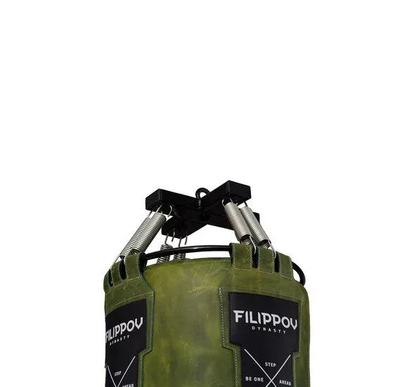 Боксёрский мешок FILIPPOV Ø40 кожа (Зеленый) - 110см/40см/43-45кг