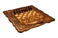 Шахматы + нарды резные "Неркени" 60, с ручкой, Haleyan