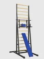 Шведская стенка с брусьями 3 в 1 и доской напольная металл-береза (тип 3)