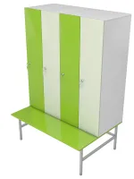 Шкаф-скамейка для раздевалок ЛДСП с четырьмя отсеками