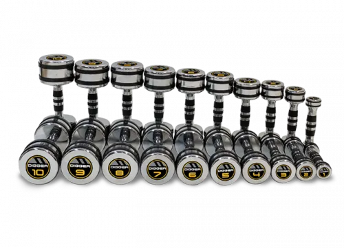 Комплект хромированных гантелей 10 пар от 1 до 10 кг Hasttings Digger HD51D5B-1-10