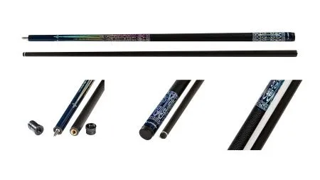 Двухсоставной бильярдный кий для пула Weekend "Winner Carbon - 001" (черно-синий) оплетка натур