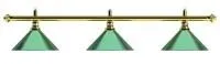 Лампа на три плафона «Evergreen» (золотистая штанга, зеленый плафон D35см)