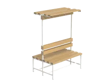 Скамейка с вешалкой и полкой для раздевалок двухсторонняя (разборная) 2000 мм