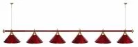Лампа "STARTBILLIARDS" 6 пл. (плафоны красные, штанга красная)