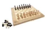 Шахматы + Шашки + Нарды 3 в 1 "Амбассадор 6", 40 см, ясень, Partida