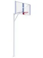 Баскетбольная стойка стационарная с проф. щитом 1800х1050 мм из оргстекла 10 мм и усиленным кольцом
