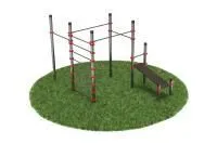 Нержавеющий воркаут комплекс с турниками, шведской стенкой и наклонной лавкой для пресса